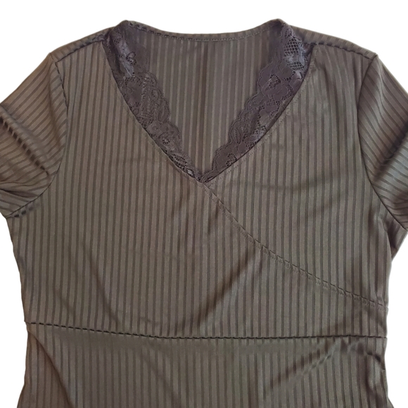 Shein Womens V Neck Lace Trim Rib Knit Long Sleeve Casual Tops 0XL - Picture 10 of 12